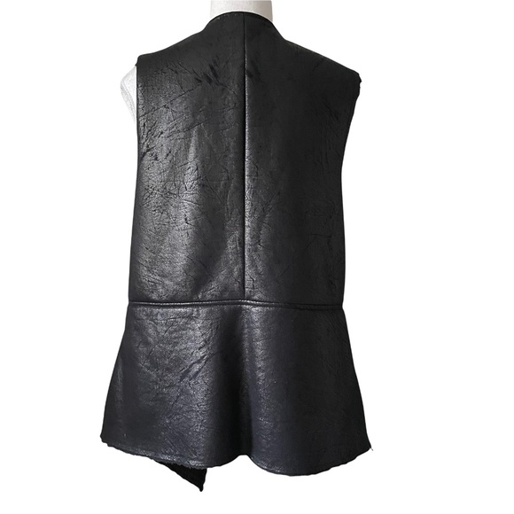 Rock & Republic Sherpa Faux-Leather Suede Black Metallic Vest Size Medium - Picture 2 of 7